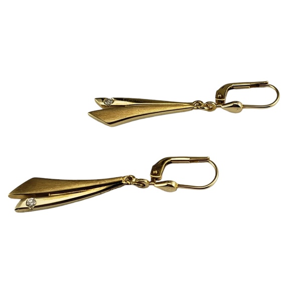 14K Yellow Gold and Diamond Dangle Earrings #16670 - Picture 3 of 8